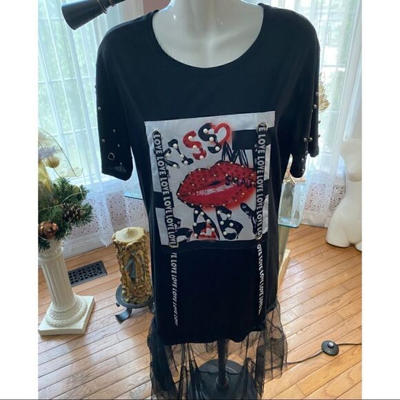 Fashion Nova kiss love tunic dress with tulle black - Picture 13 of 15